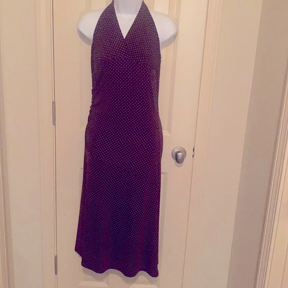 Retro 50’s Brown White Polk Dots Halter Top Dress